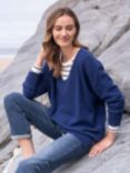 Celtic & Co. Alpaca Merino Blend Slouch V-Neck Jumper, Blue Ink