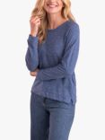 Celtic & Co. Linen Cotton Blend Stripe Jumper, Blue Ink Micro