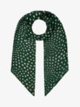 Brora Star Print Silk Neck Tie Scarf, Spruce/Cream