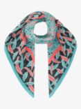 Brora Patchwork Silk Square Scarf, Ocean/Multi