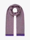 Brora Cashmere Wave Knit Scarf, Violet/Walnut