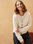 Brora Supersoft Lambswool Pocket Cardigan, Ecru