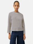 Jigsaw Cotton Stripe Sweatshirt, Cream/Navy