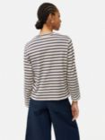 Jigsaw Cotton Stripe Sweatshirt, Cream/Navy