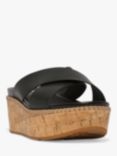 FitFlop Eloise Cross Leather Strap Cork Wedge Mules, Black