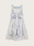 Monsoon Kids' Floral Lace Bow Detail Occasion Dress, Pale Blue