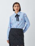 Sister Jane Punnet Cherry Embroidered Shirt, Blue