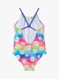 Hatley Kids' Rainbow Flower Gather Front Swimsuit, White/Multi