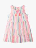 Hatley Kids' Miami Beach Stripe Layered Dress, White/Multi