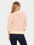 Saint Tropez Delice Stripe Cotton Jumper, Tigerlily/White