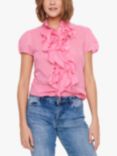 Saint Tropez Tilli Frill Trim Short Sleeve Shirt, Pink Cosmos