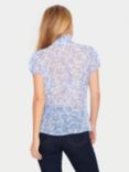 Saint Tropez Lilja Crinkle Ruffle Trim Abstract Floral Shirt, Ultramarine