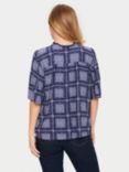 Saint Tropez Desiree Flower and Check Print Blouse, Patriot Blue