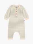 Petit Bateau Baby Knitted Stripe Romper, Avalanche/Herbier