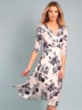 Alie Street Annie Floral Print Jersey Midi Dress, Oyster/Blue