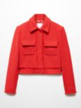 Mango Cintia Tweed Cropped Jacket, Red