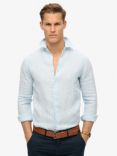 Superdry Casual Linen Striped Long Sleeve Shirt, Seafoam Blue