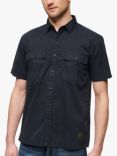 Superdry Military Organic Cotton Short Sleeve Shirt, Eclipse Navy