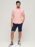 Superdry Organic Cotton Seersucker Short Sleeve Shirt, Pink Gingham