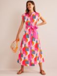 Boden Amanda Cotton Midi Dress, Pink Geometric Swirl