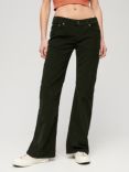 Superdry Low Rise Cord Flare Jeans, Surplus Olive Green