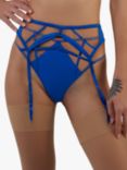 Playful Promises Ramona Strap Detail Illusion Mesh Suspender, Cobalt Blue