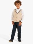 Angel & Rocket Kids' Felix Linen Blend Waistcoat, Stone