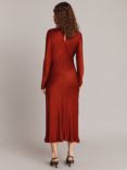 Ghost Freya Cut-Out Detail Satin Midi Dress, Red
