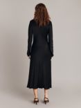 Ghost Freya Cut-Out Detail Satin Midi Dress, Black