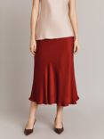 Ghost Luna Satin Midi Skirt, Red