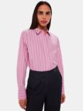 Whistles Stripe Cotton Boxy Fit Shirt, Pink/Multi