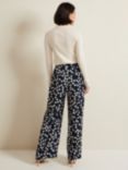 Phase Eight Mairead Polka Dot Wide Leg Trousers, Navy/White