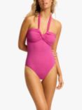 Seafolly Collective Halterneck Bandeau Swimsuit, Hot Pink