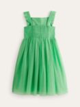 Mini Boden Kids' Applique Flowers Tulle Dress, Pea Green
