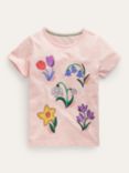 Mini Boden Kids' Flower Print Graphic T-Shirt, Dusty Pink