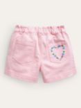 Mini Boden Kids' Floral Embroidered Paperbag Pull On Shorts, Ballet Pink