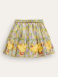 Mini Boden Kids' Floral Print Chick Applique Skirt, Yellow Bloom