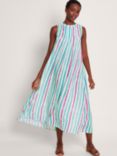 Monsoon Sally Striped Midi Dress, Ivory/Multi