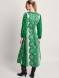 Monsoon Tamsyn Floral Print Maxi Tea Dress, Green