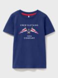 Crew Clothing Kids' Logo Embroidered Classic T-Shirt, Navy Blue