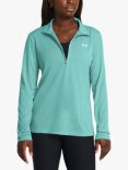 Under Armour Tech 1/2 Zip Long Sleeve Gym Top, Turquoise/White