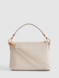 Reiss Brompton Woven Leather Shoulder Bag, Stone