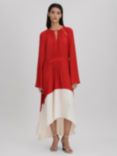 Reiss Luella Colour Block High-Low Hem Midi Dress, Red/Cream, Red/Cream