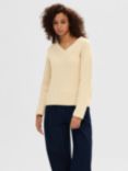 SELECTED FEMME Selma V-Neck Jumper, Birch