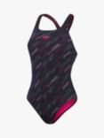 Speedo Hyperboom Medalist Swimsuit, Black/Pink