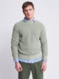 Aubin Martin Ribbed Crew Neck Cotton Jumper, Sage