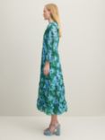 L.K.Bennett Eleanor Midi Floral Dress, Green/Blue
