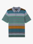 PS Paul Smith Short Sleeve All-Over Stripe Polo Shirt, Grey/Multi