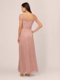 Adrianna Papell Crinkle Metallic Maxi Dress, Petal/Gold, Petal/Gold