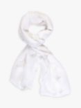 chesca Voile Emboidered Dragonflies Scarf, White